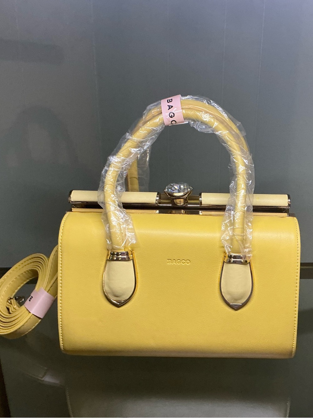 Yellow Structured Top-Handle Satchel